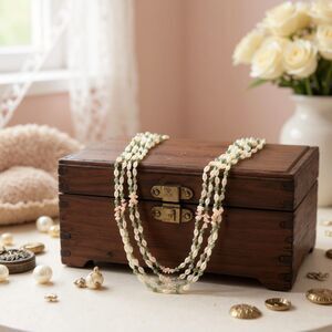 Necklace Fresh Water Pearls Angel Coral Jade Vintage